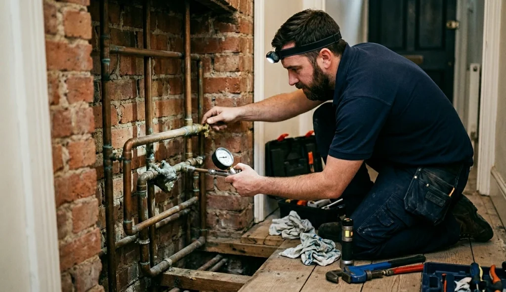 plumber repairing low water pressure pipework in London