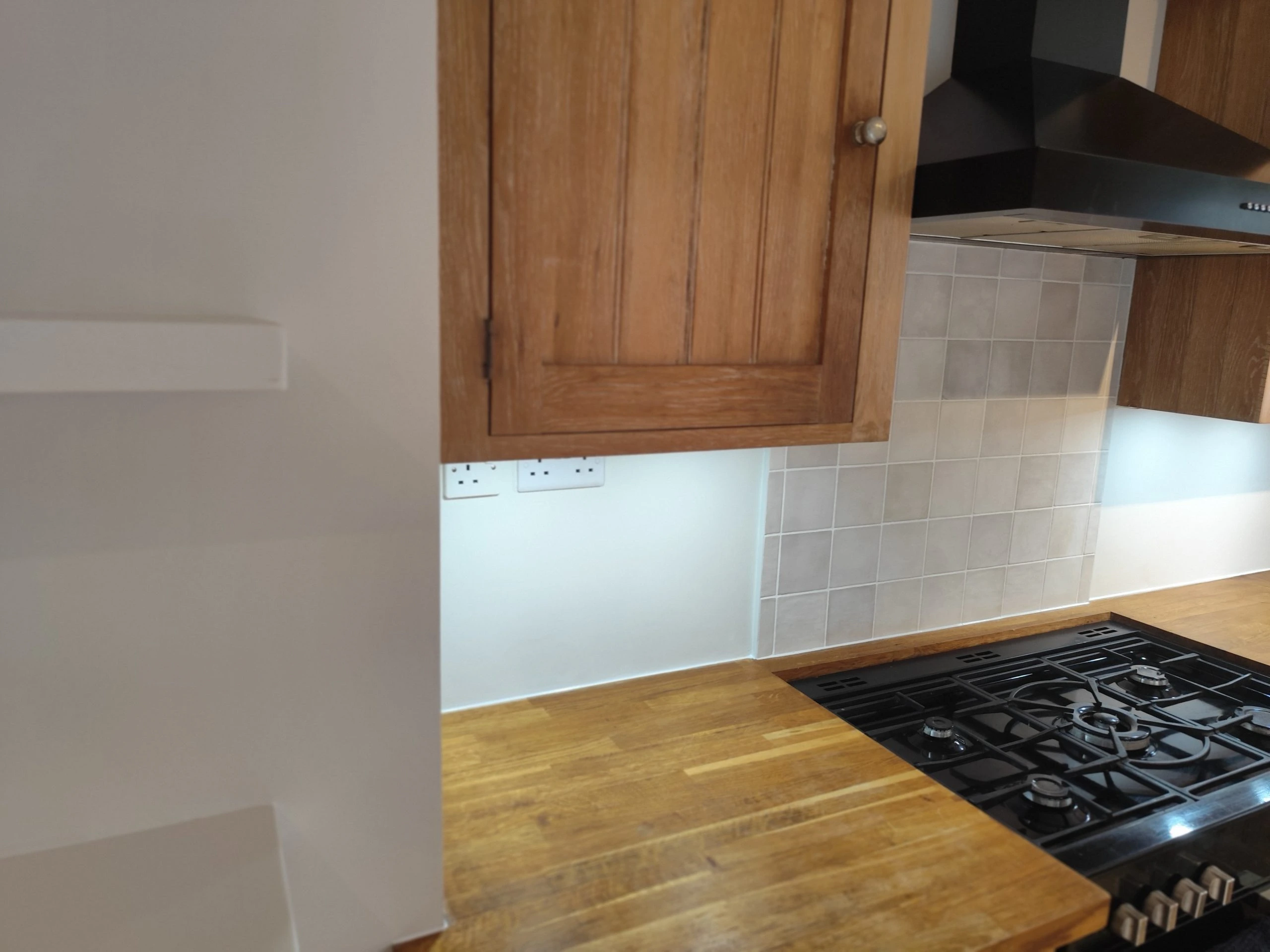 Professional kitchen painting and cabinetry with full cooking area setup