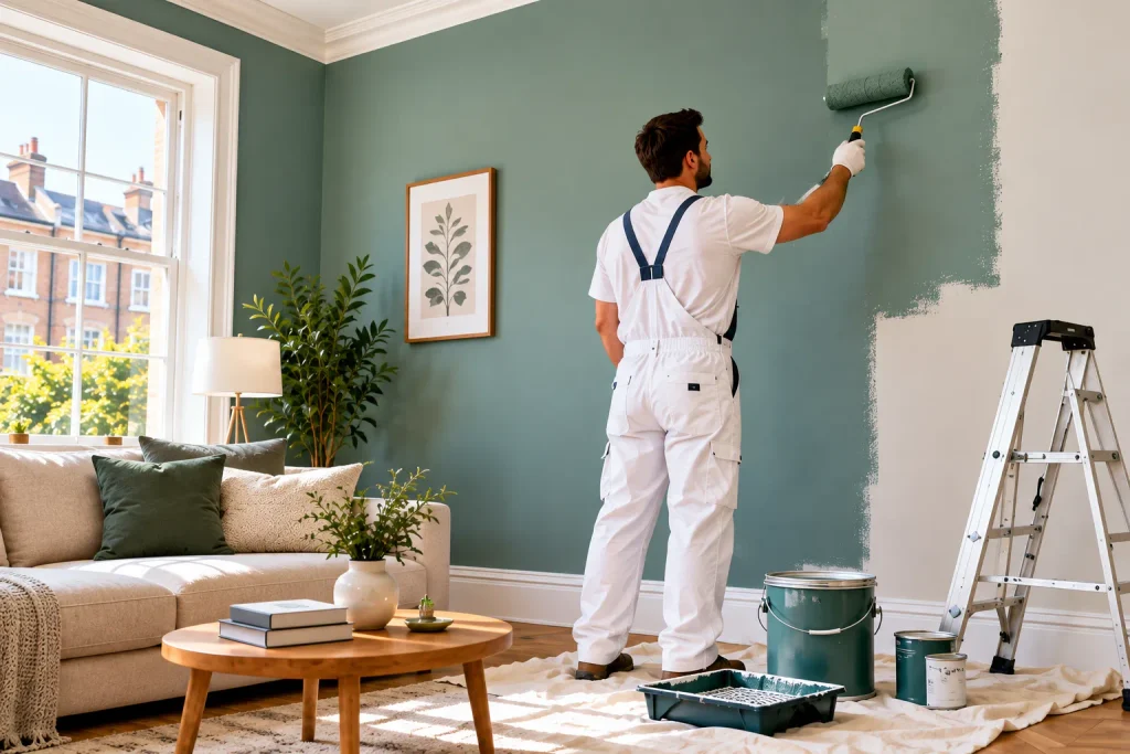 Professional interior wall painting in a London home