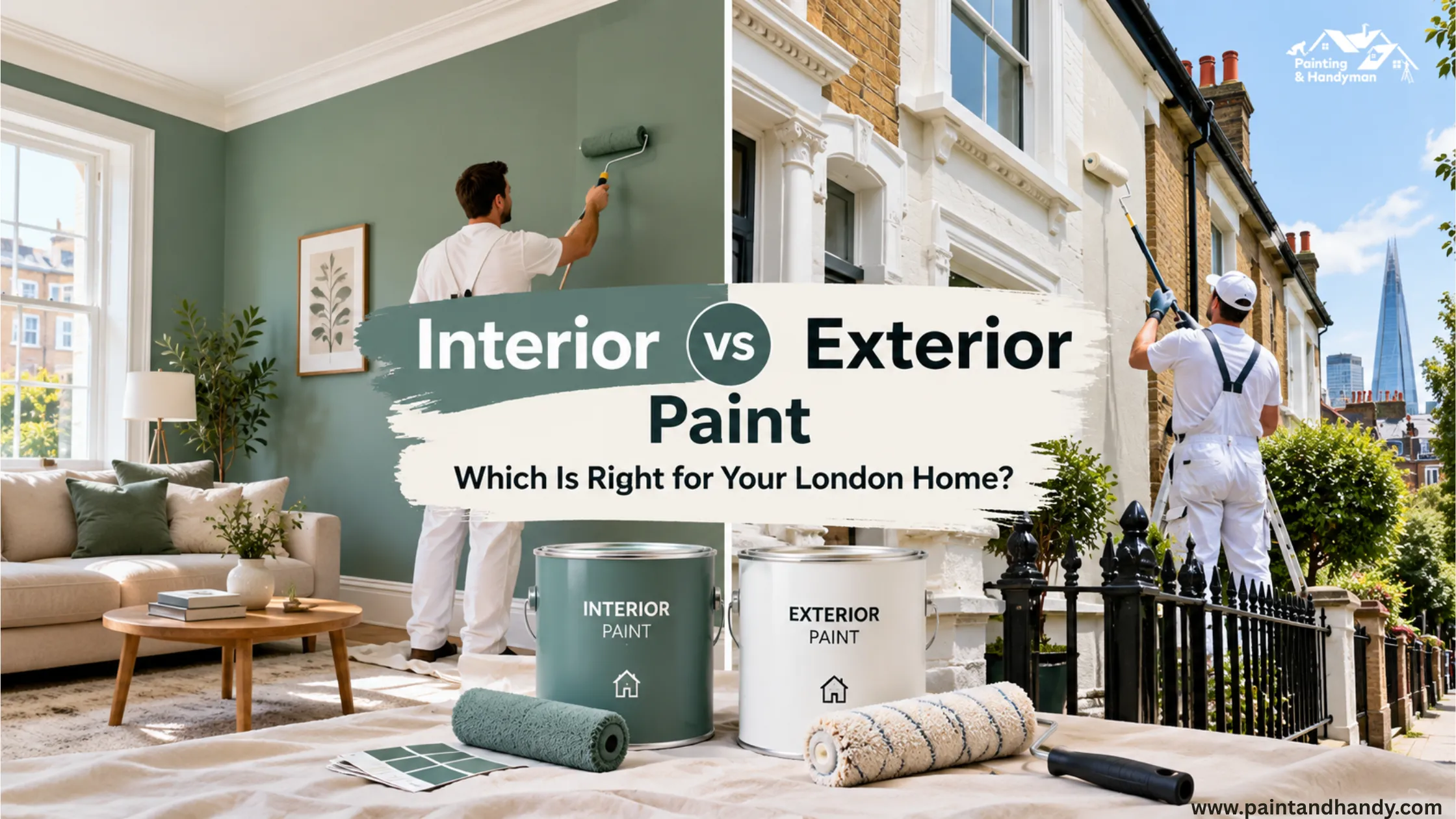 Interior vs exterior paint comparison for a London home